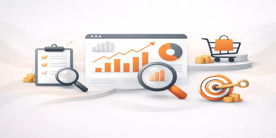Abstract representation of digital analytics and e commerce performance tracking