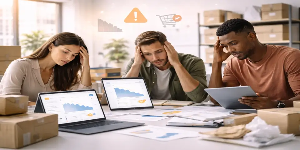 Team analyzing growth risks and operational gaps in e commerce scaling