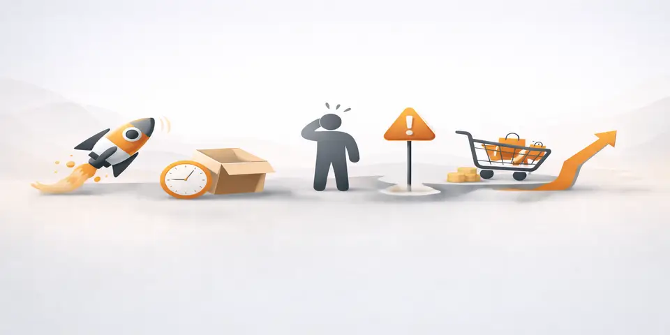 Abstract visual representing instability and scaling challenges in online businesses