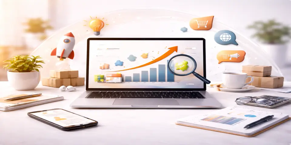 Growth charts, digital graphs, and data icons representing emerging patterns