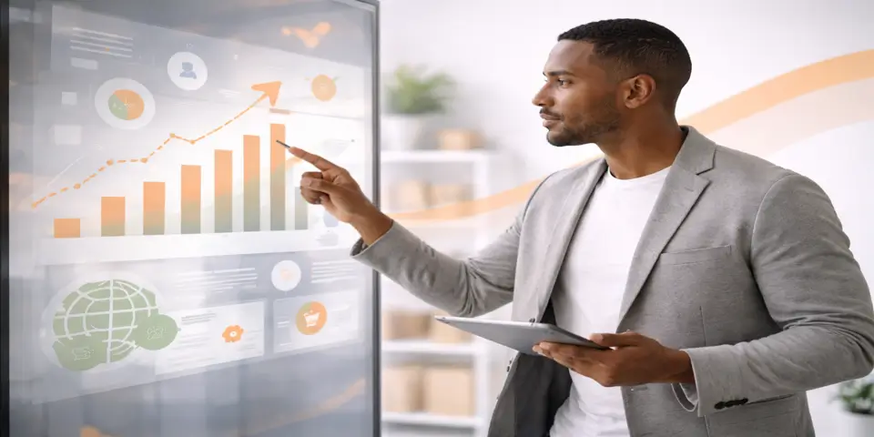 Professional reviewing growth dashboards to identify new performance opportunities