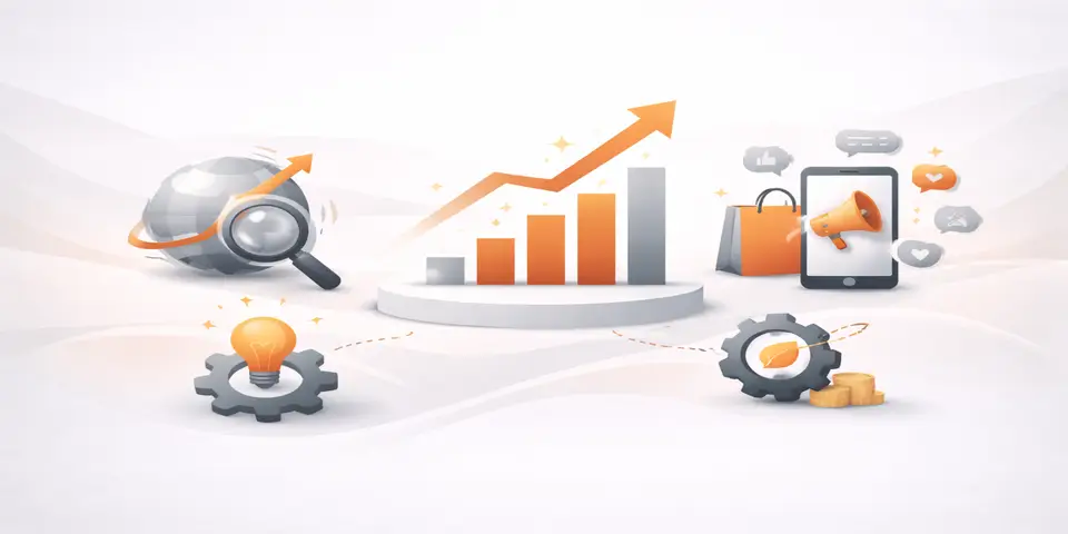 Abstract representation of evolving digital trends and growth signals