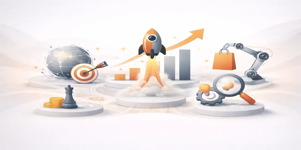 Abstract digital concept representing future growth trends in online commerce