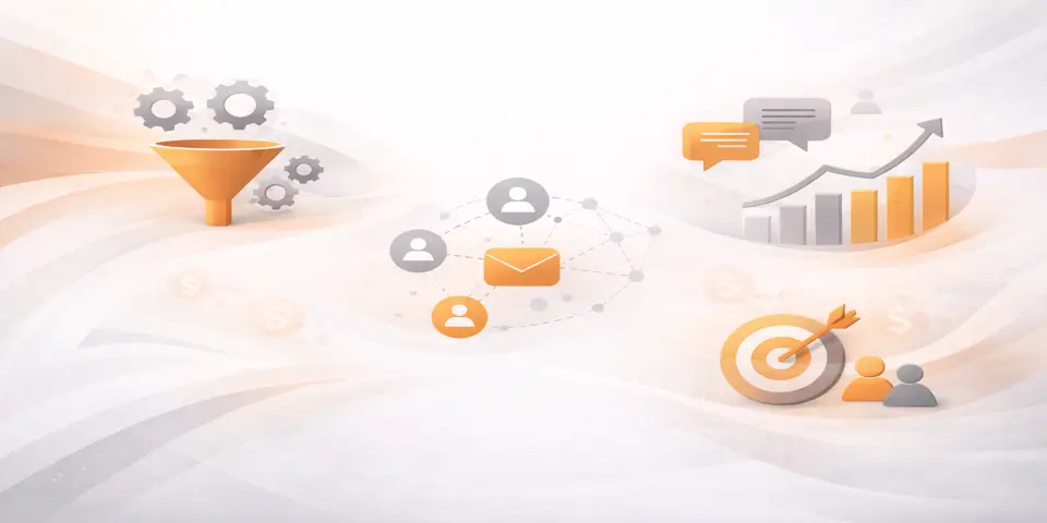 Abstract gradient layout symbolizing modern SaaS lead capture workflows and strategic movement