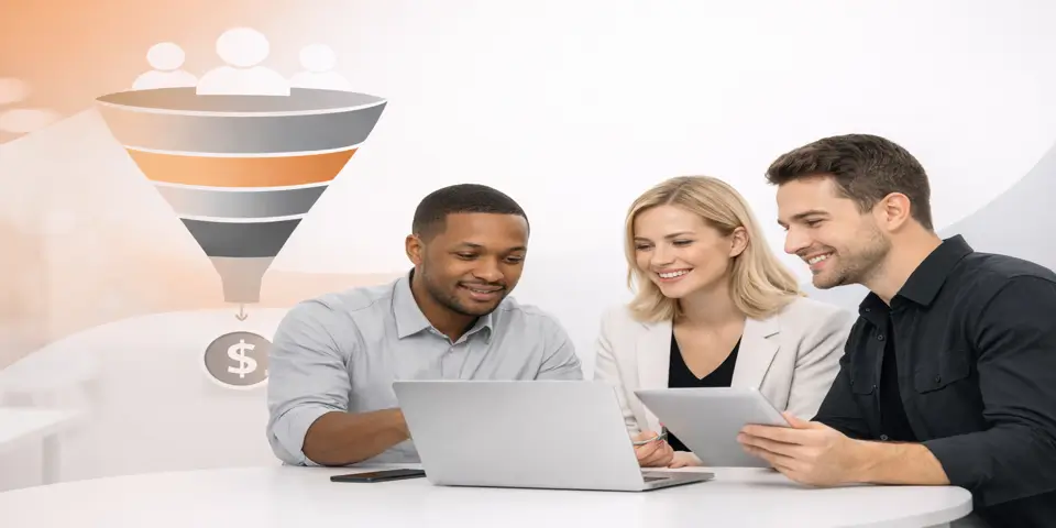 Team collaborating on strategies to refine SaaS lead generation funnels and improve conversions