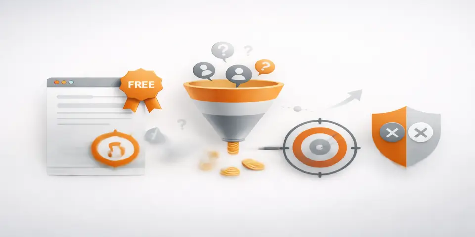 Abstract gradient shapes symbolizing the shift from free trials to stronger SaaS lead strategies