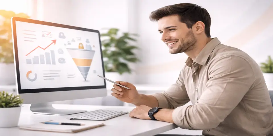 Professional reviewing analytics dashboards to refine SaaS lead capture performance