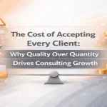 Title image contrasting quantity-based stress and quality-focused growth in consulting