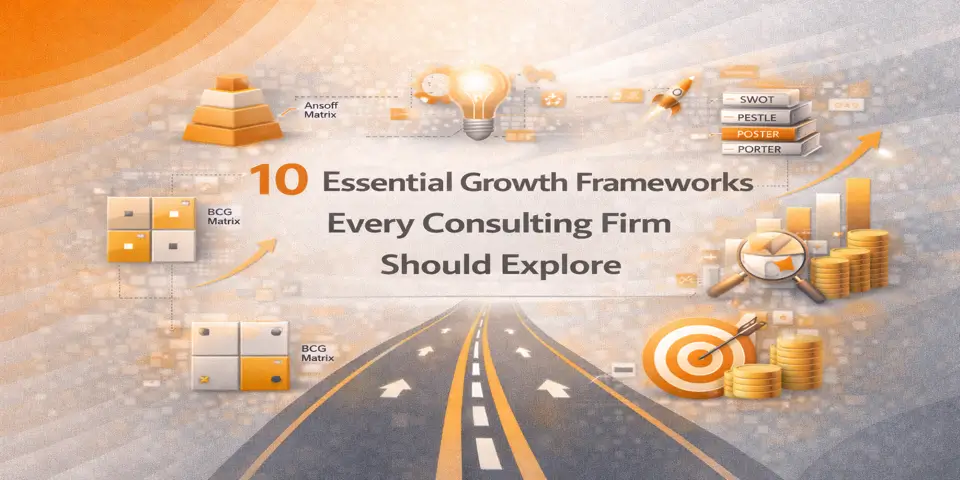 Title image showing key growth models for consulting firm expansion