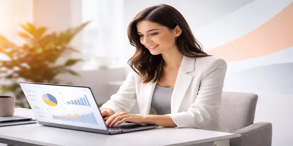 Business professional analyzing data to improve enterprise service performance.