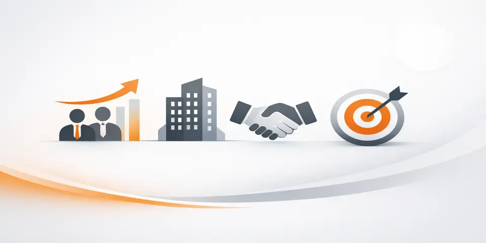 Abstract business elements illustrating strategic corporate service growth.