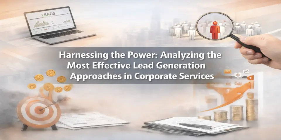Lead generation concepts illustrated with magnet, funnel, and analytics elements.