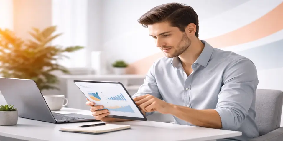 Professional analyzing lead metrics to optimize corporate outreach.