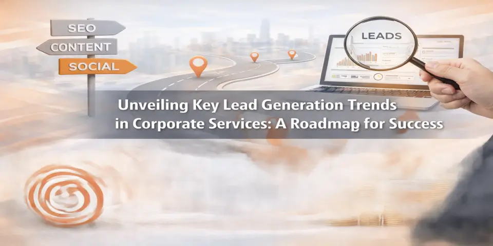 Lead generation roadmap with signboards, analytics, and a funnel representing growth.
