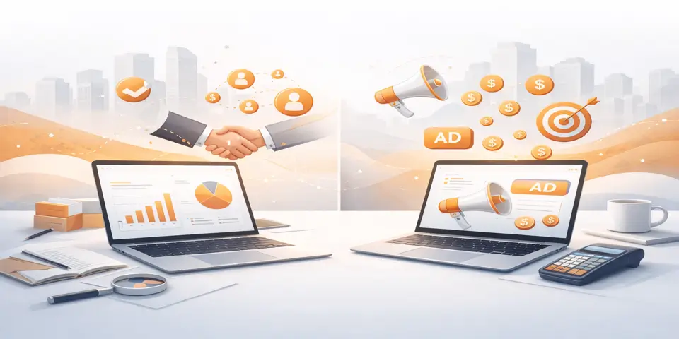 Laptop displaying analytics of partnership and paid campaign performance.