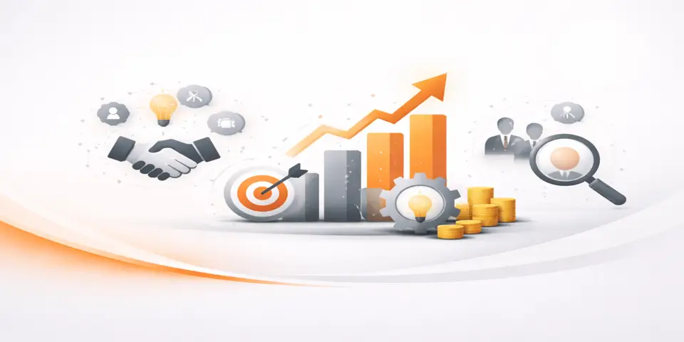 Abstract business visuals showing upward trends and strategic growth direction.