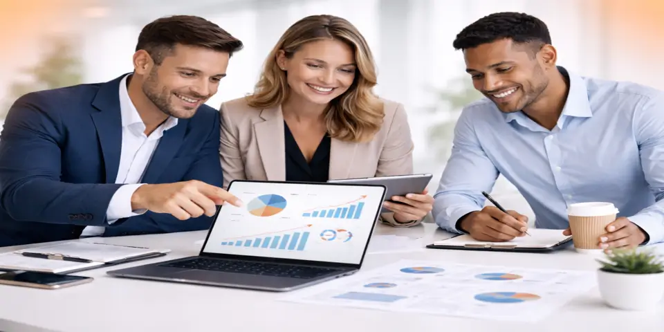 SaaS team discussing growth metrics and performance strategy