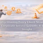 Centered title design with subtle corporate-themed elements highlighting strategic business growth.