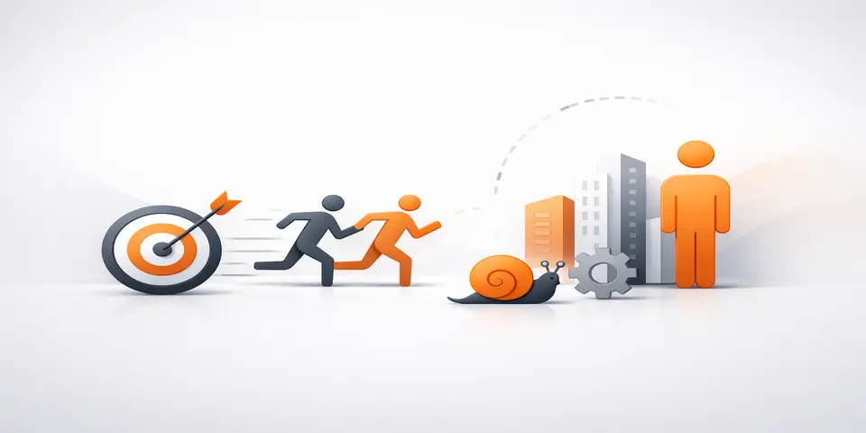 Abstract geometric shapes symbolizing strategic decision-making in corporate growth.