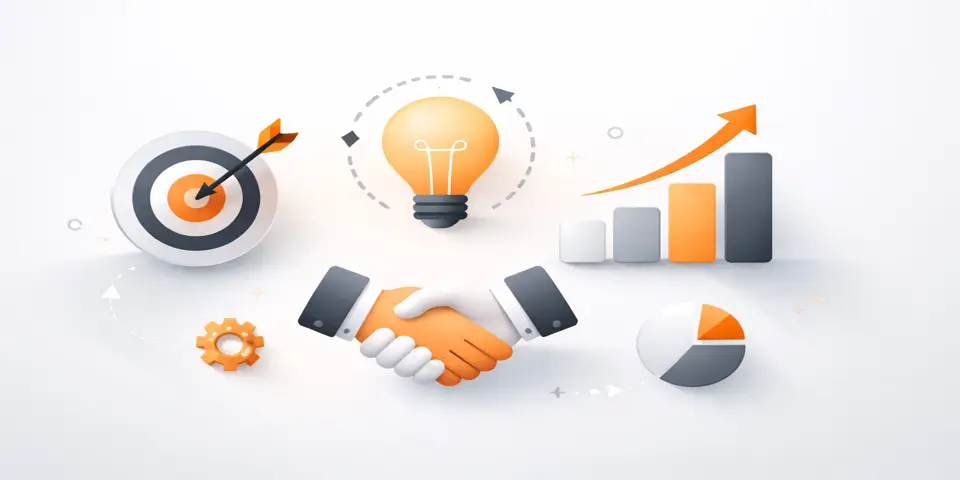 Abstract shapes representing structured planning and emerging corporate growth themes.