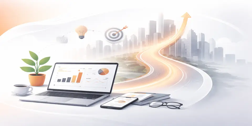 Device screen showing future growth charts supporting corporate service planning.