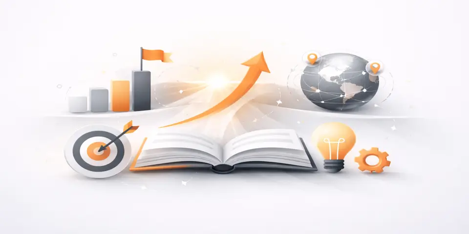 Abstract gradient shapes symbolizing the evolution of corporate services and future business growth.