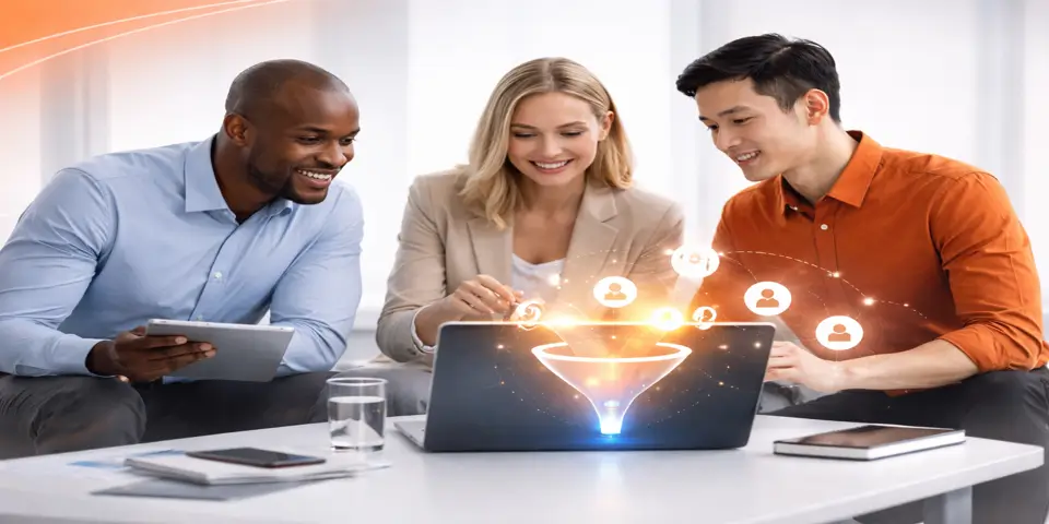 Small team planning new lead generation tactics for training businesses.