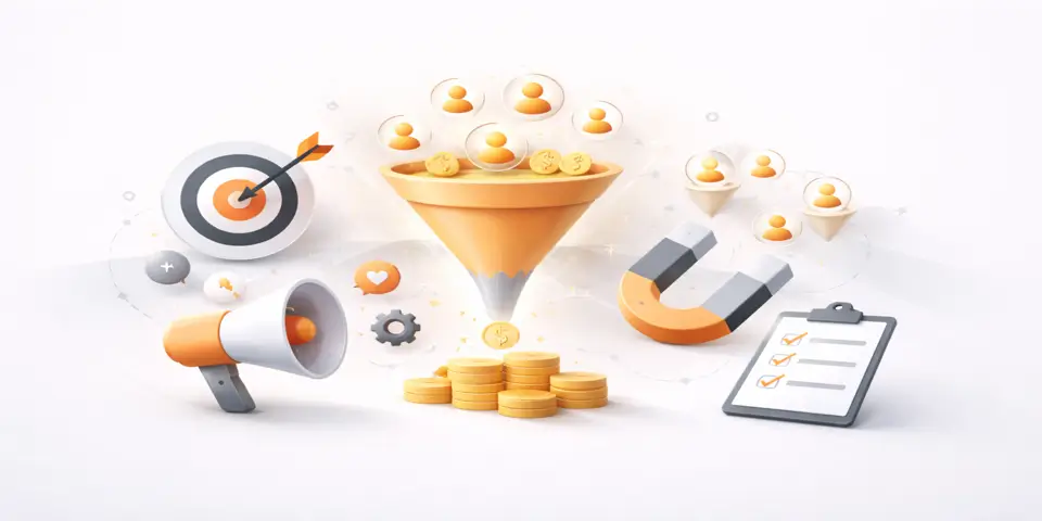 Abstract symbols representing modern lead generation in shifting business environments.