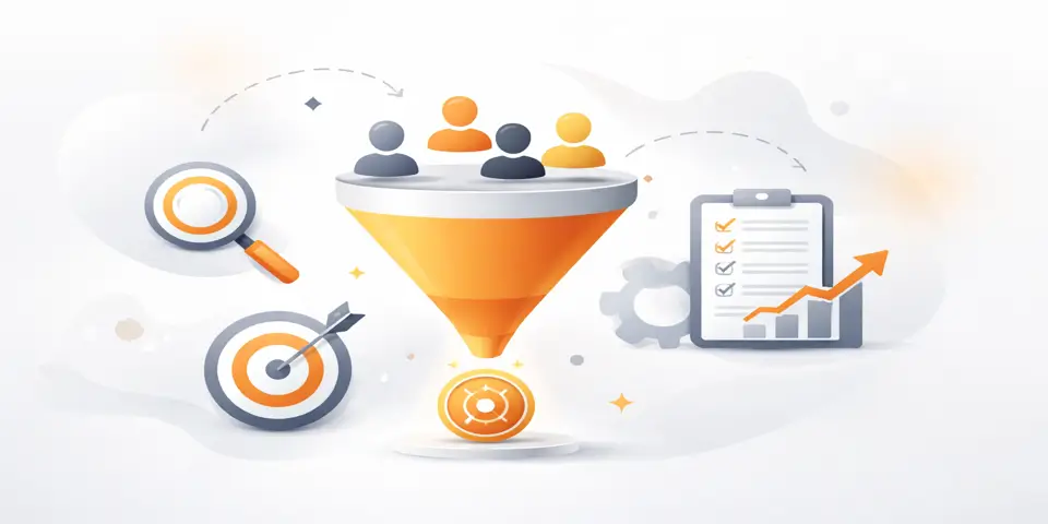 Abstract gradient shapes representing modern digital lead generation themes.