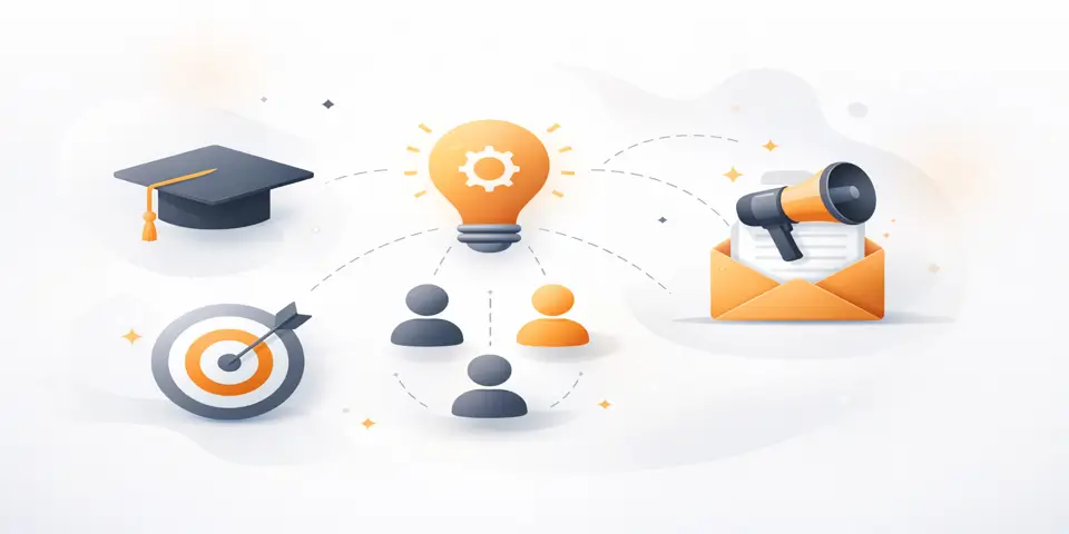 Abstract gradient shapes illustrating modern digital lead generation concepts.