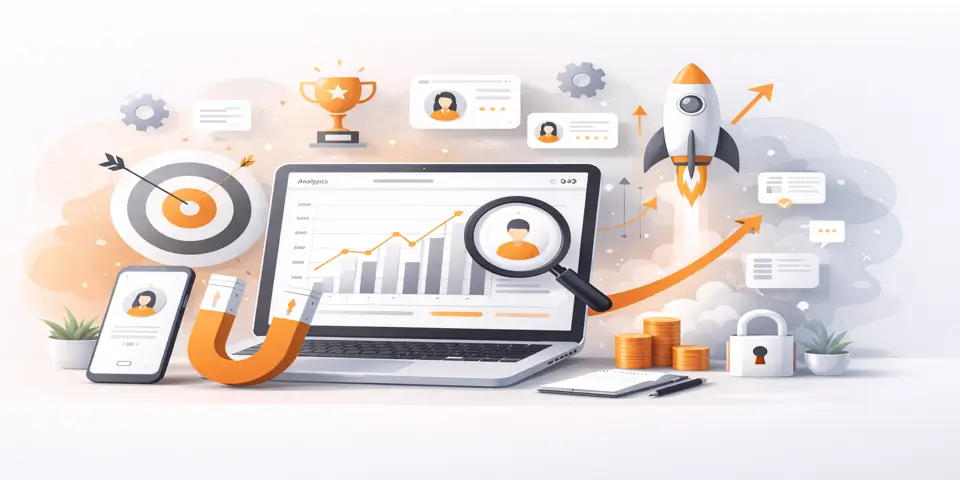 Laptop displaying analytics dashboard for tracking business growth trends.