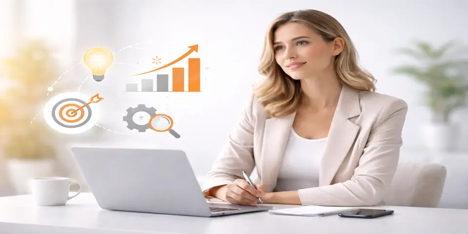 Professional analyzing data to improve business growth performance.