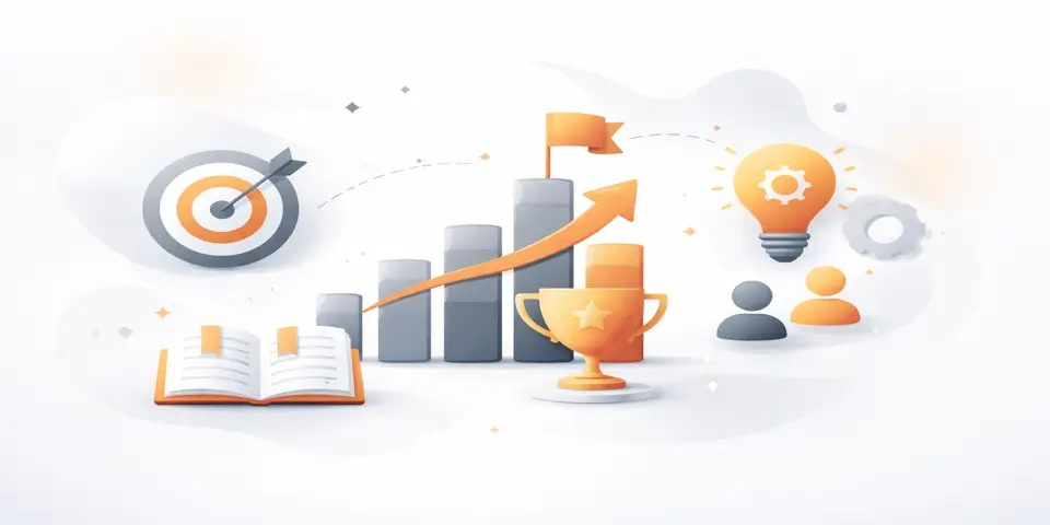 Abstract gradient shapes symbolizing strategic business growth concepts.