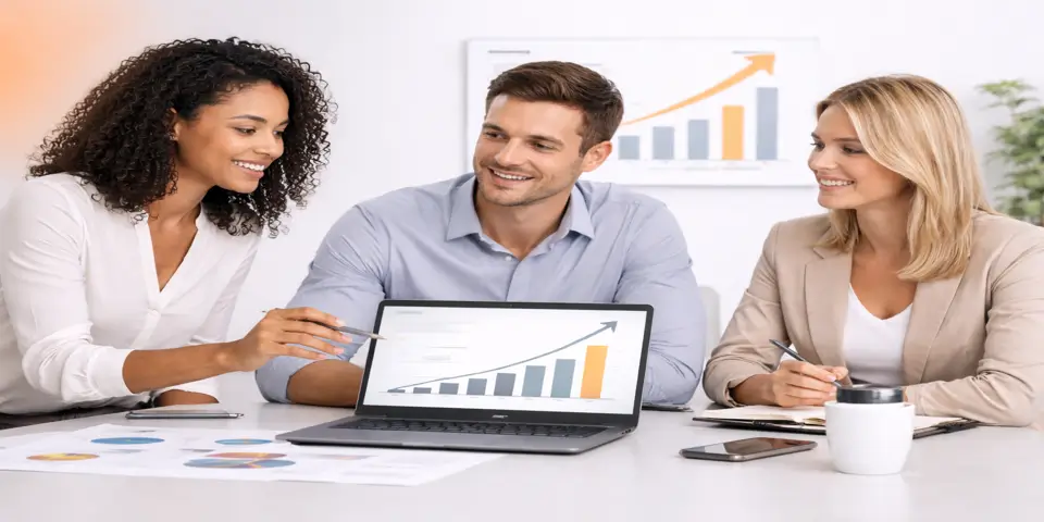 Team analyzing success factors to drive business growth.