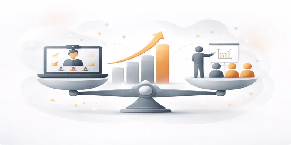 Abstract gradient shapes symbolizing different pathways to training growth.