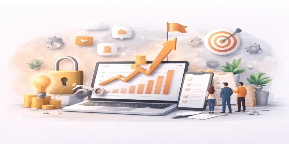 Laptop showing analytics dashboard for SME business growth insights.