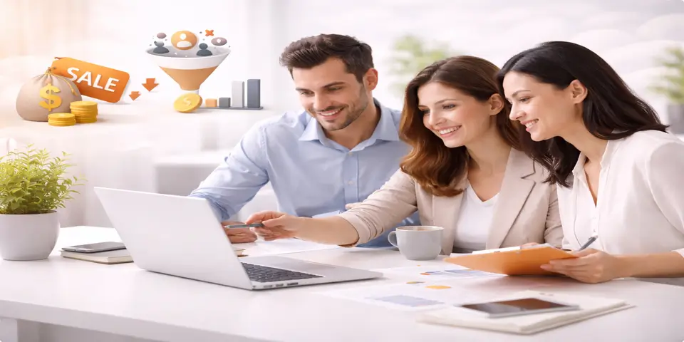 Education team discussing course pricing and lead quality impact