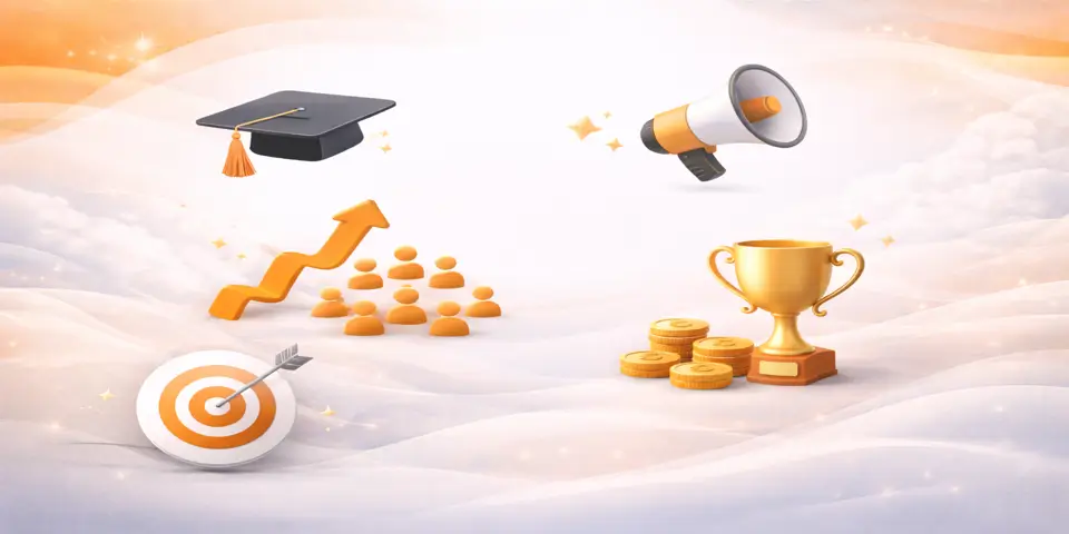 Abstract visual representing growth strategies and success journeys of training firms