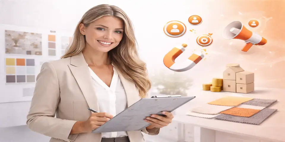 Interior designer planning consistent lead generation and business growth