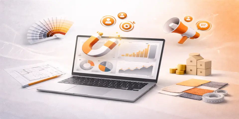 Interior design lead generation system supported by digital tools and planning