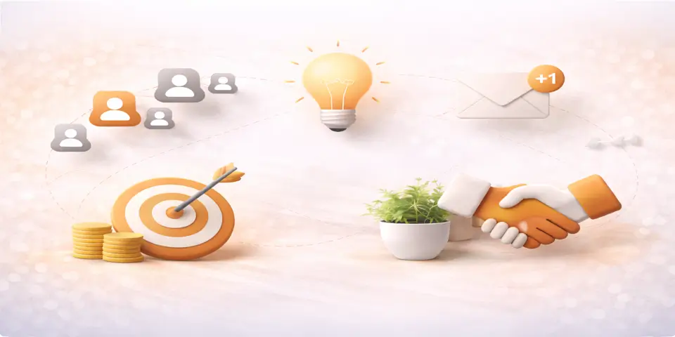 Abstract shapes representing creative lead generation strategies for interior designers