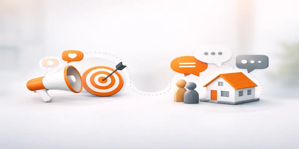 Abstract representation of online advertising and word of mouth renovation leads