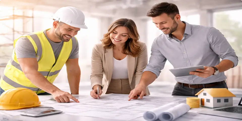 Renovation team discussing profitable growth opportunities