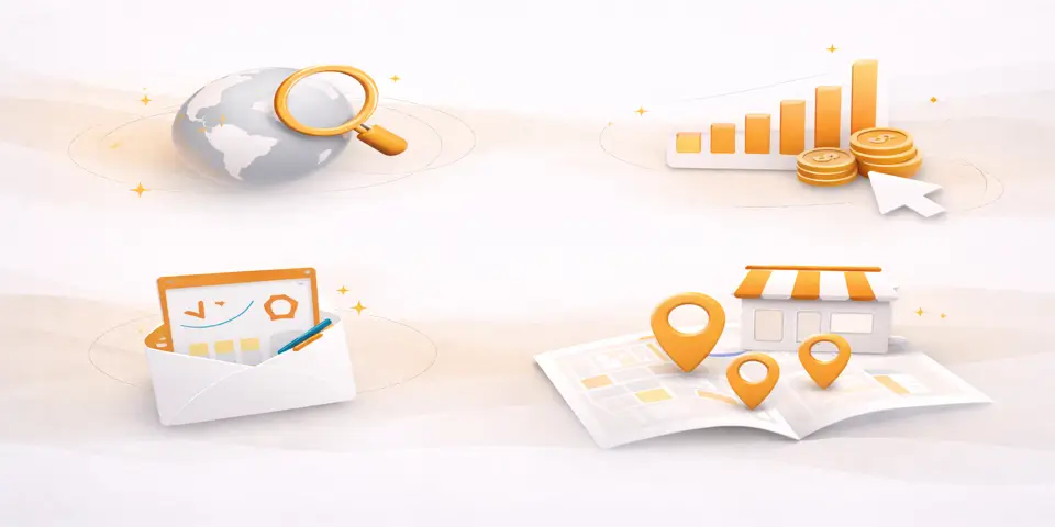 Abstract elements representing future tourism marketing and lead generation