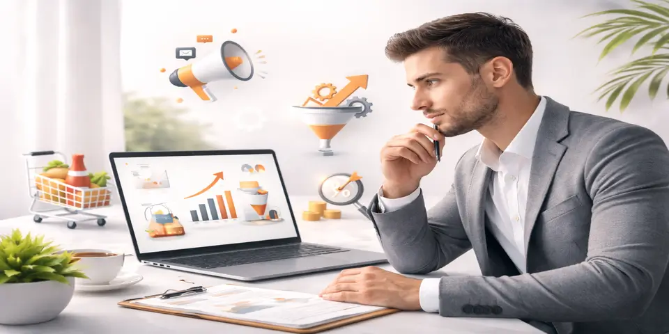 Marketing professional planning lead generation for food and beverage brands