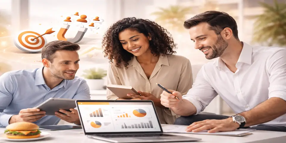 Food and beverage marketing team collaborating on innovative lead generation strategies