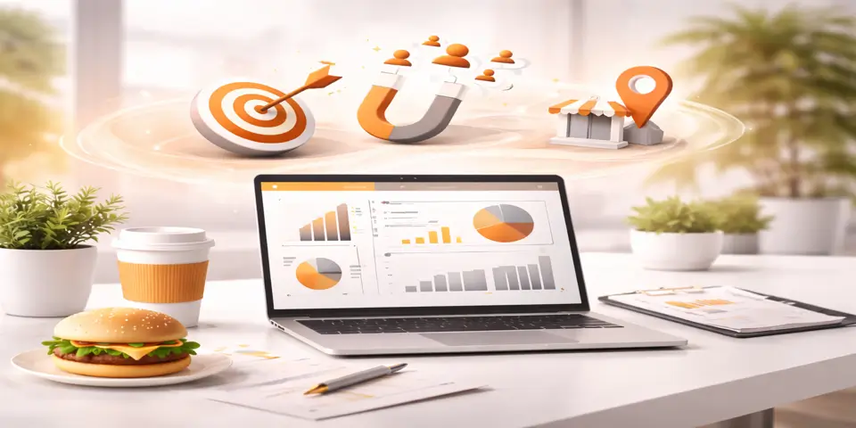 Laptop displaying sustainable growth analytics for food and beverage businesses