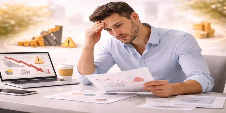 Business professional concerned about rapid expansion risks in food and beverage sector