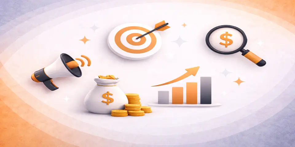 Abstract digital marketing ROI concepts for technology growth