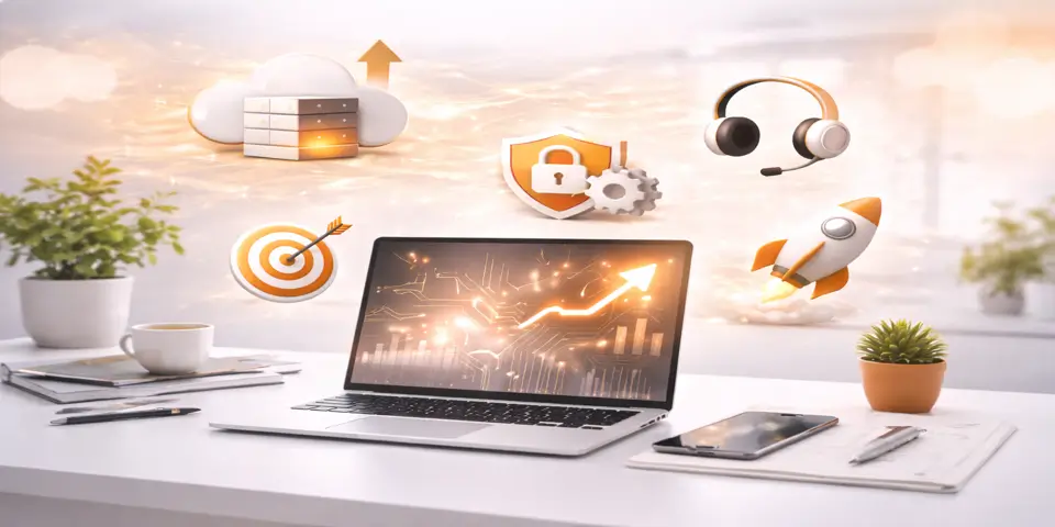 Technology workspace illustrating IT systems for scalable operations